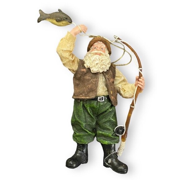 Kurt Adler KSA Santa Fishing Ornament Fisherman Christmas Decor 6" Figurine - Picture 1 of 5